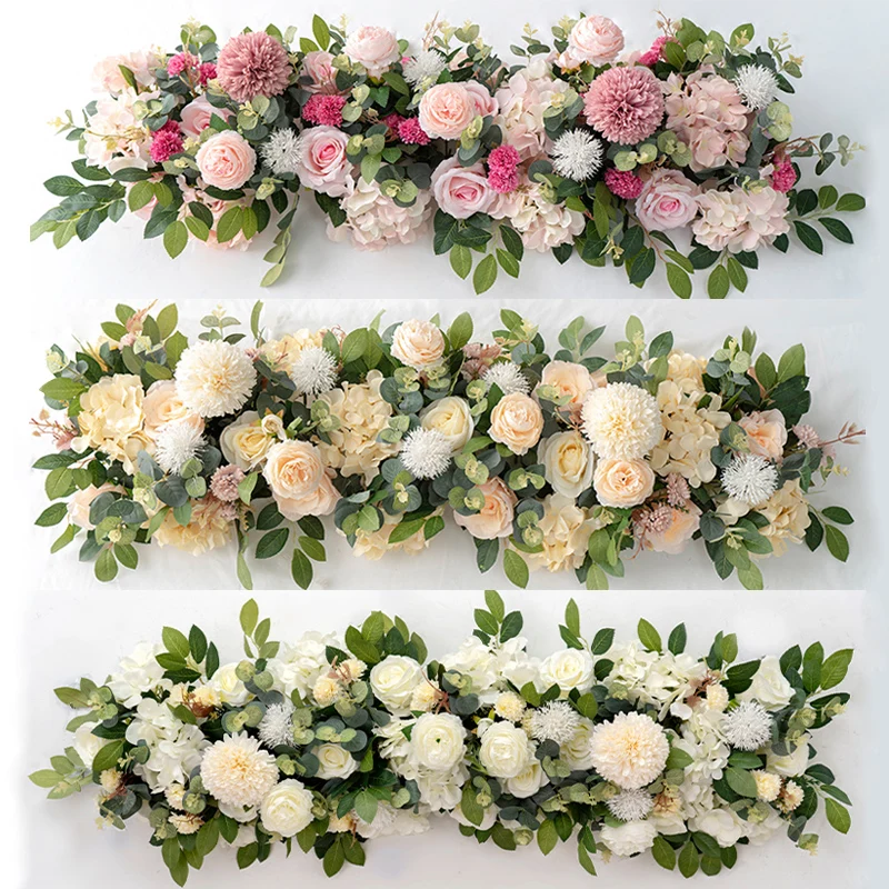 Luxury White Rose Garland 100cm | Wedding Table Centerpiece | White Floral Arch Decor | Wedding Backdrop | Party Stage Flower Decoration - Image 4