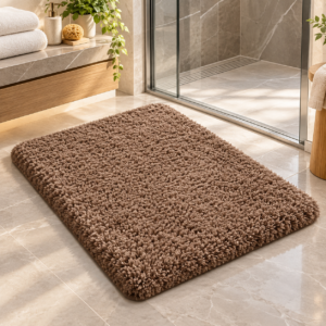 Solid Color Microfiber Bath Mat, Thick Soft Absorbent Non Slip Bathroom Rug