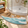 Curved Bathroom Rug, Soft Tufted Bath Mat, Absorbent Non Slip Floor Mat