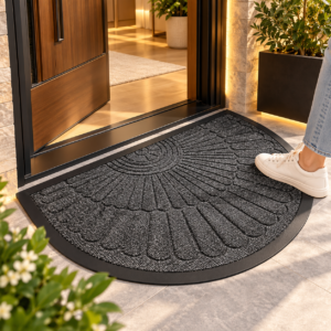 Rubber Scrape Door Mats Outdoor Indoor Semicircle Dirt Trapper Mat Non Slip Doormat for Entrance Home Carpet Floor Mat Entry Rug