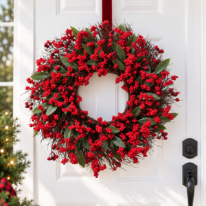 Christmas Wreath for Front Door, Artificial Holiday Wreath, Festive Greenery Garland, Winter Door Decor, Farmhouse Decoration