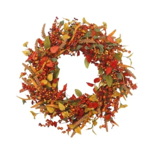 Maple Leaf Wreath, Autumn Berry Wreath, Orange Fall Door Decor, Harvest Wreath, Thanksgiving Home Decor, Rustic Wall Decoration - Image 10