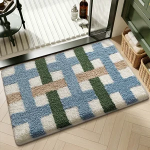 Geometric Bathroom Rug, Thick Microfiber Bath Mat, Absorbent Non Slip Floor Mat - Image 25