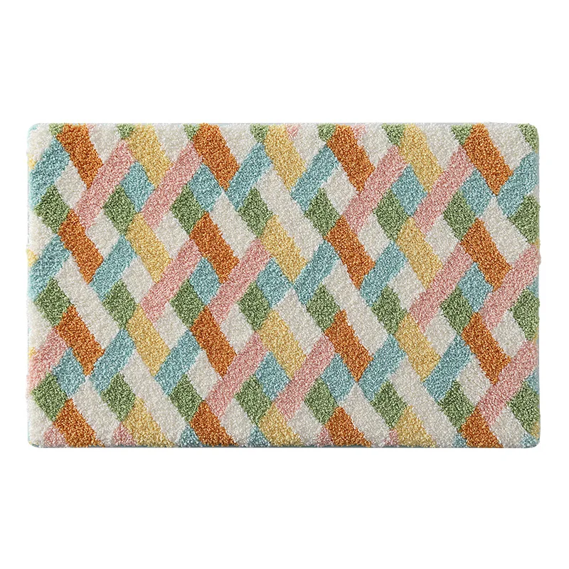 Geometric Bathroom Rug, Thick Microfiber Bath Mat, Absorbent Non Slip Floor Mat - Image 5