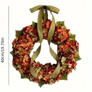 Autumn Hydrangea Wreath, Fall Front Door Decor, Rustic Floral Wreath, Elegant Wall Hanging, Home Decor - Image 5