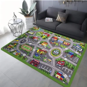 Traffic Play Mat for Kids, Road Rug for Toy Cars, Interactive City Floor Mat, Educational Playroom Decor - Image 6