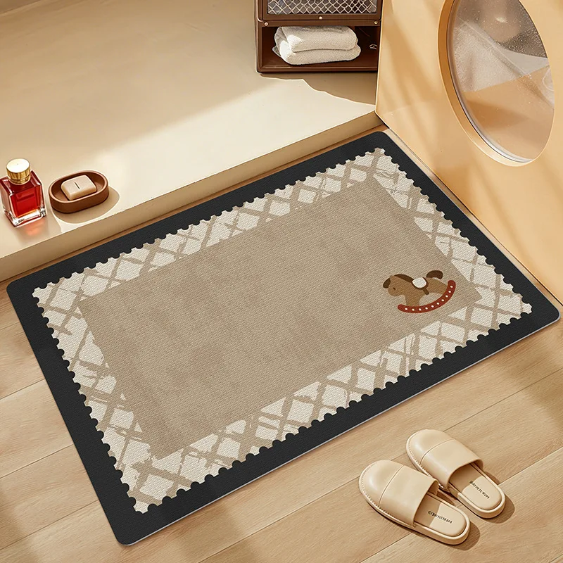 Velvet Bath Mat, Absorbent Quick Dry Bathroom Rug, Soft Anti Mold Floor Mat - Image 2