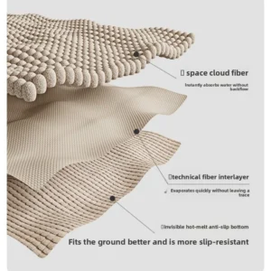 Chenille Bath Mat, Thick Soft Bathroom Rug, Absorbent Non Slip Shower Mat - Image 6