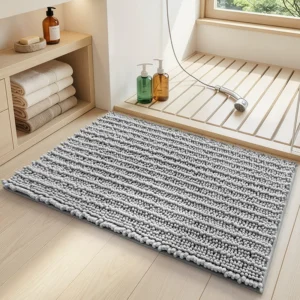Chenille Bath Mat, Thick Soft Bathroom Rug, Absorbent Non Slip Shower Mat - Image 10