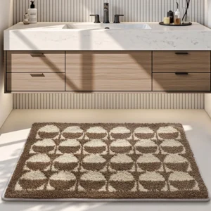 Flocked Bathroom Rug, Absorbent Non Slip Bath Mat, Soft High Low Pile Floor Mat - Image 10