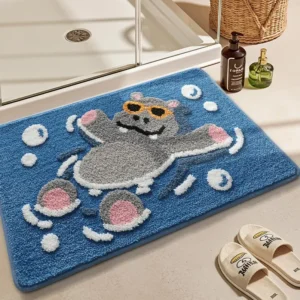 Animal Plush Bath Mat, Soft Microfiber Bathroom Rug, Non Slip Shower Mat - Image 3