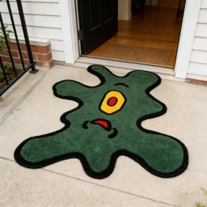 Alternative view of Monster Shaped Rug, Green Cartoon Area Rug, Fun Irregular Floor Mat, Playful Kids Bedroom Decor, Soft Carpet