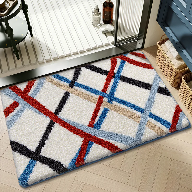 Geometric Bathroom Rug, Thick Microfiber Bath Mat, Absorbent Non Slip Floor Mat - Image 29