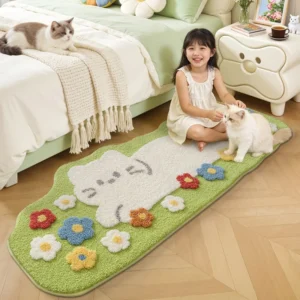 Animal Shaped Rug, Cute Bear Dog Cat Floor Mat, Soft Flocked Kids Bedroom Rug, Playful Nursery Decor - Image 4