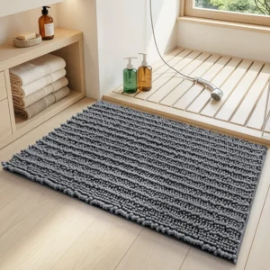 Chenille Bath Mat, Thick Soft Bathroom Rug, Absorbent Non Slip Shower Mat - Image 12