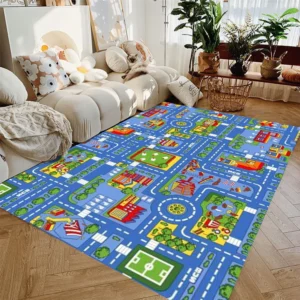 City Highway Play Mat, Road Rug for Toy Cars, Interactive Kids Floor Mat, Educational Playroom Carpet - Image 7