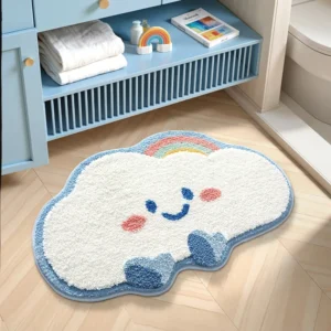 Alternative view of Cloud Bath Mat for Kids, Soft Microfiber Bathroom Rug, Non Slip Floor Mat