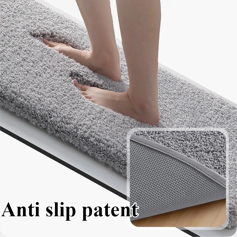 Solid Color Microfiber Bath Mat, Thick Soft Absorbent Non Slip Bathroom Rug - Image 3