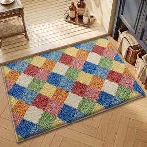 Plaid Bathroom Rug, Colorful Soft Bath Mat, Absorbent Non Slip Floor Mat - Image 4