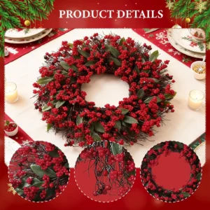 Christmas Wreath for Front Door, Artificial Holiday Wreath, Festive Greenery Garland, Winter Door Decor, Farmhouse Decoration - Image 4