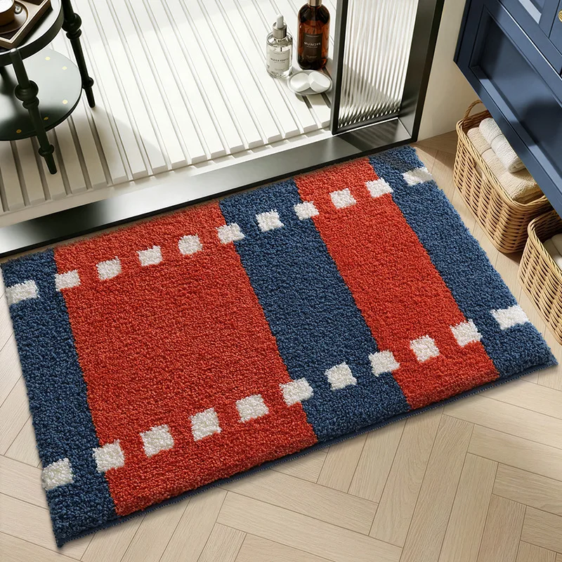 Geometric Bathroom Rug, Thick Microfiber Bath Mat, Absorbent Non Slip Floor Mat - Image 15