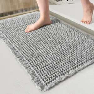 Alternative view of Woven Bathroom Rug, Absorbent Floor Mat, Non Slip Toilet Door Bath Mat