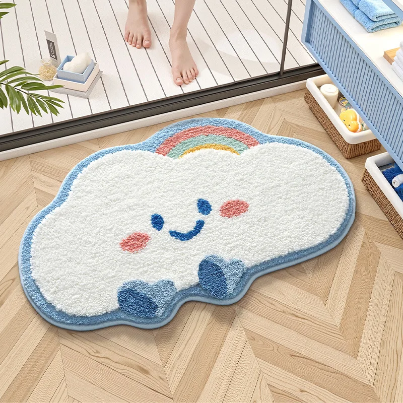 Cloud Bath Mat for Kids, Soft Microfiber Bathroom Rug, Non Slip Floor Mat - Image 6