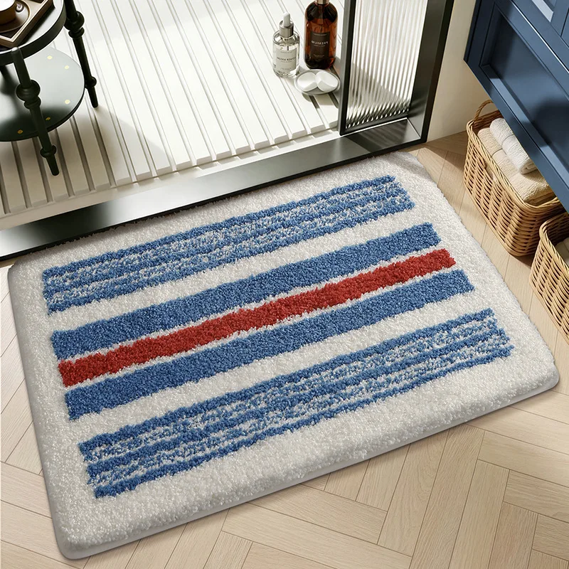 Geometric Bathroom Rug, Thick Microfiber Bath Mat, Absorbent Non Slip Floor Mat - Image 8