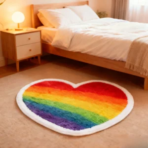 Heart Shape Dopamine Rug - Plush Bedroom Carpet for Living Room, Fluffy Bedside Floor Mat - Image 12