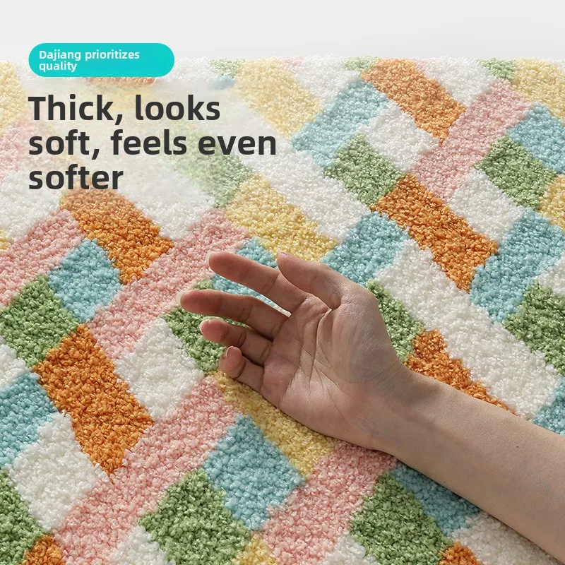 Geometric Bathroom Rug, Thick Microfiber Bath Mat, Absorbent Non Slip Floor Mat - Image 2