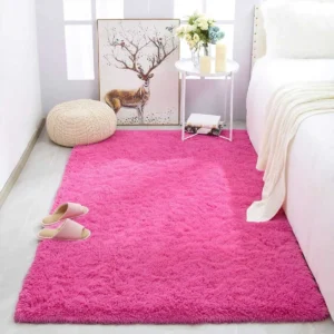 Pink Shaggy Rug for Girls Bedroom, Fluffy Kids Area Rug, Soft Nursery Carpet, Cozy Bedroom Floor Decor - Image 9