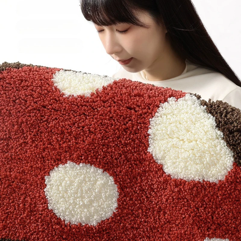 Mushroom Rug for Kids Room, Cute Forest Play Mat, Soft Flocked Nursery Carpet, Whimsical Bedroom Decor - Image 2