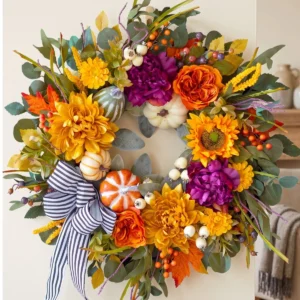 Fall Pumpkin Wreath, Autumn Front Door Wreath, Farmhouse Harvest Decor, Rustic Pumpkin Wreath, Thanksgiving Door Decoration, Fall Home Decor - Image 10