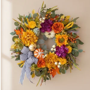Fall Pumpkin Wreath, Autumn Front Door Wreath, Farmhouse Harvest Decor, Rustic Pumpkin Wreath, Thanksgiving Door Decoration, Fall Home Decor - Image 11
