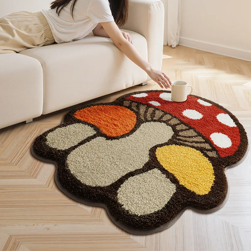 Mushroom Rug for Kids Room, Cute Forest Play Mat, Soft Flocked Nursery Carpet, Whimsical Bedroom Decor - Image 8