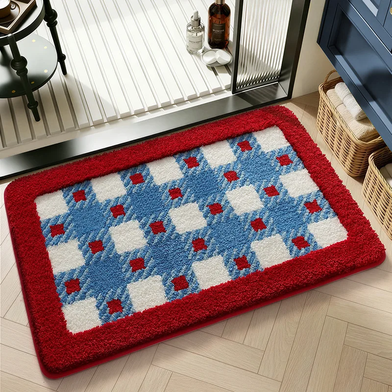 Geometric Bathroom Rug, Thick Microfiber Bath Mat, Absorbent Non Slip Floor Mat - Image 21