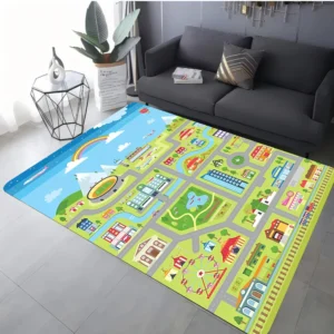 Traffic Play Mat for Kids, Road Rug for Toy Cars, Interactive City Floor Mat, Educational Playroom Decor - Image 3
