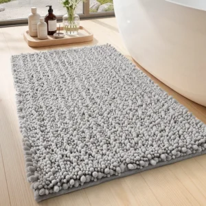 Chenille Bath Mat, Thick Soft Bathroom Rug, Absorbent Non Slip Shower Mat - Image 3
