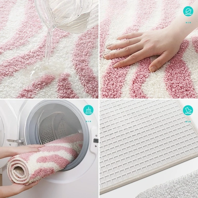 Zebra Bath Mat, Multicolor Bathroom Rug, Soft Absorbent Non Slip Shower Mat - Image 3