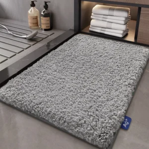 Alternative view of Solid Color Microfiber Bath Mat, Thick Soft Absorbent Non Slip Bathroom Rug