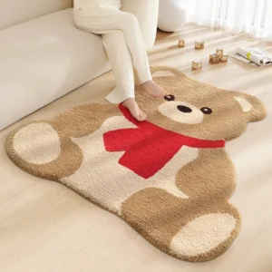 Animal Shaped Rug, Cute Bear Dog Cat Floor Mat, Soft Flocked Kids Bedroom Rug, Playful Nursery Decor - Image 6