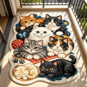 Cat Print Rug, Cute Cat Bedroom Carpet, Soft Plush Floor Mat, Cozy Nursery Area Rug, Cat Lover Home Decor - Image 4