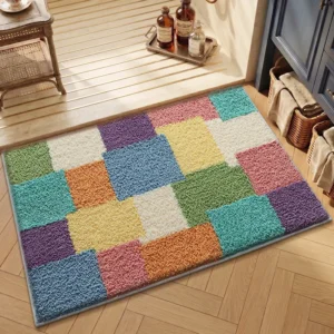 Plaid Bathroom Rug, Colorful Soft Bath Mat, Absorbent Non Slip Floor Mat - Image 6