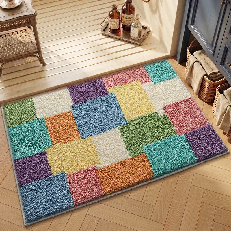 Plaid Bathroom Rug, Colorful Soft Bath Mat, Absorbent Non Slip Floor Mat - Image 6