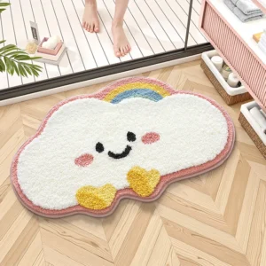 Cloud Bath Mat for Kids, Soft Microfiber Bathroom Rug, Non Slip Floor Mat - Image 5