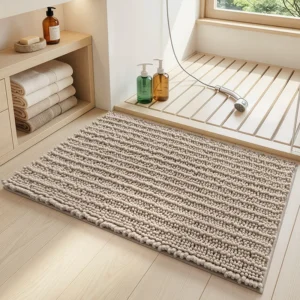 Chenille Bath Mat, Thick Soft Bathroom Rug, Absorbent Non Slip Shower Mat - Image 14