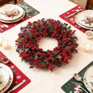 Christmas Wreath for Front Door, Artificial Holiday Wreath, Festive Greenery Garland, Winter Door Decor, Farmhouse Decoration - Image 7