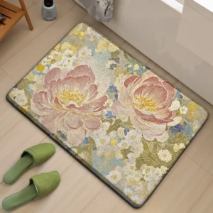 Floral Bath Mat, Extra Thick Soft Bathroom Rug, Absorbent Non Slip Floor Mat - Image 7