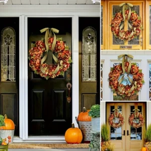 Autumn Hydrangea Wreath, Fall Front Door Decor, Rustic Floral Wreath, Elegant Wall Hanging, Home Decor - Image 3