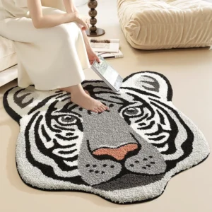 Animal Shaped Rug, Cute Bear Dog Cat Floor Mat, Soft Flocked Kids Bedroom Rug, Playful Nursery Decor - Image 10